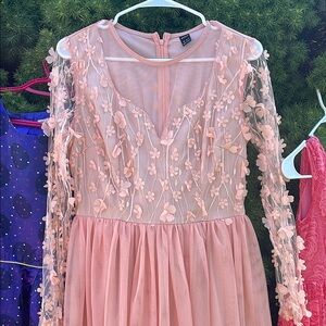 SHEIN Pink and Orange Embellished Tiered Gown